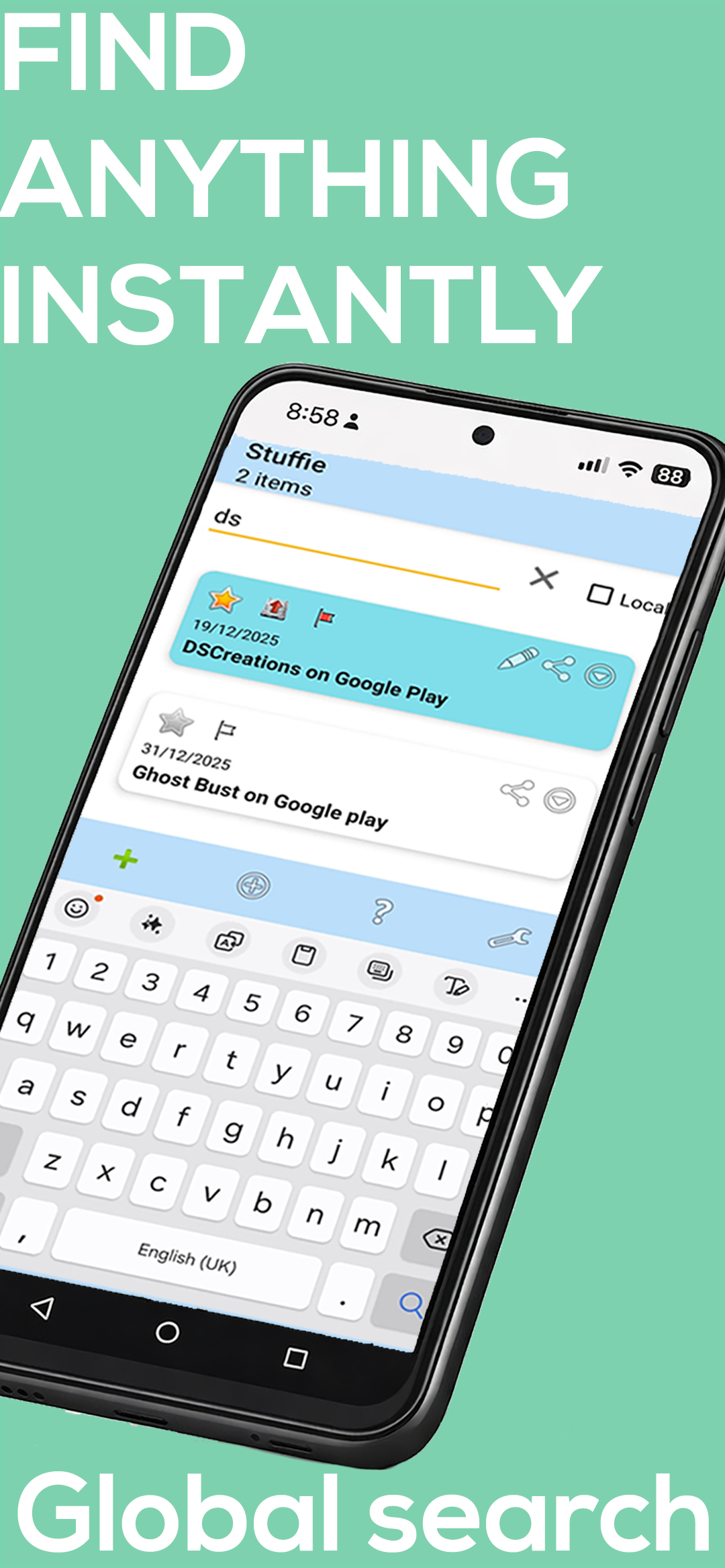Stuffie custom categories